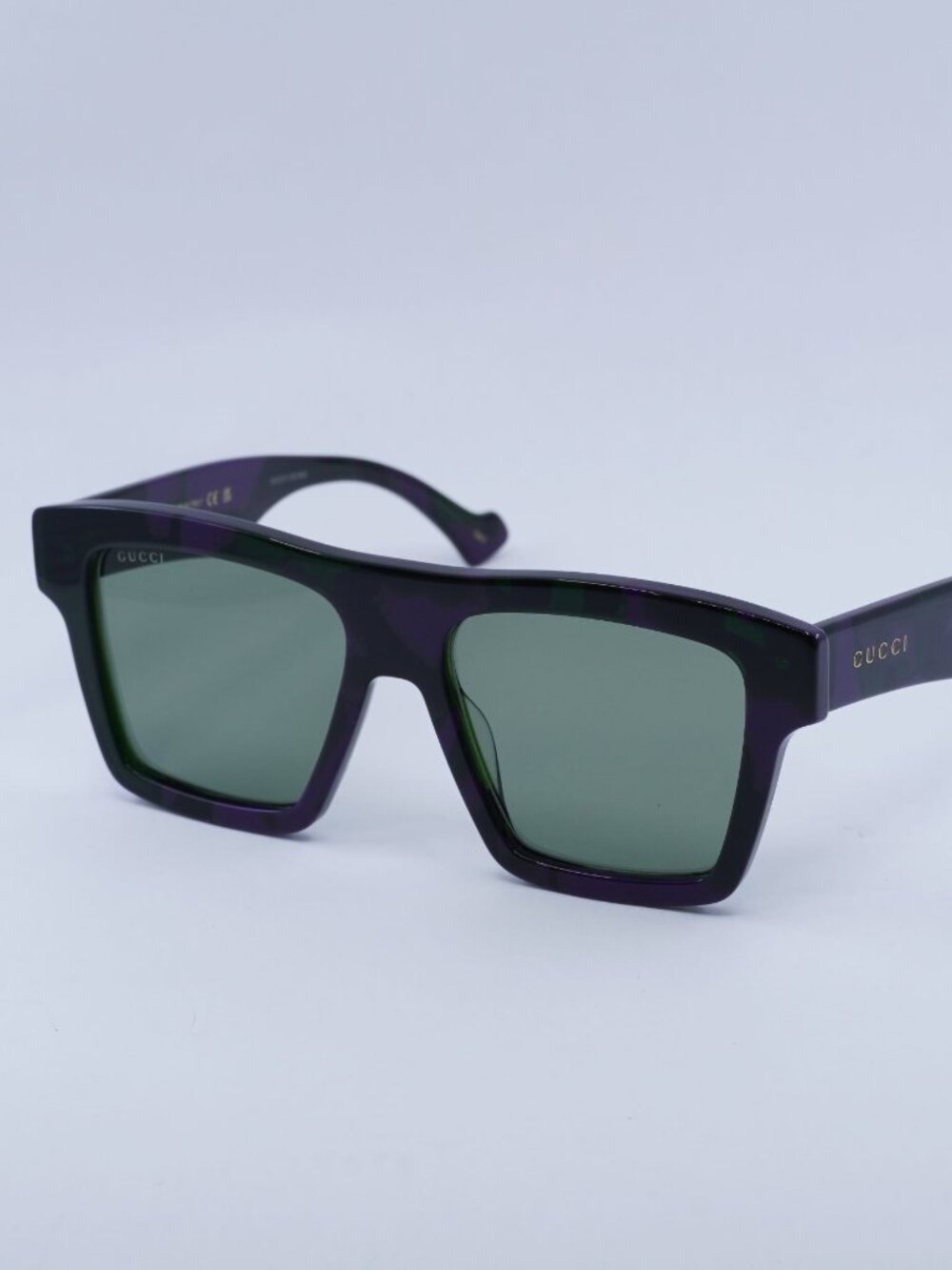 Gucci GG0962S 014 Sunglasses Purple Square Frame, Green Lenses